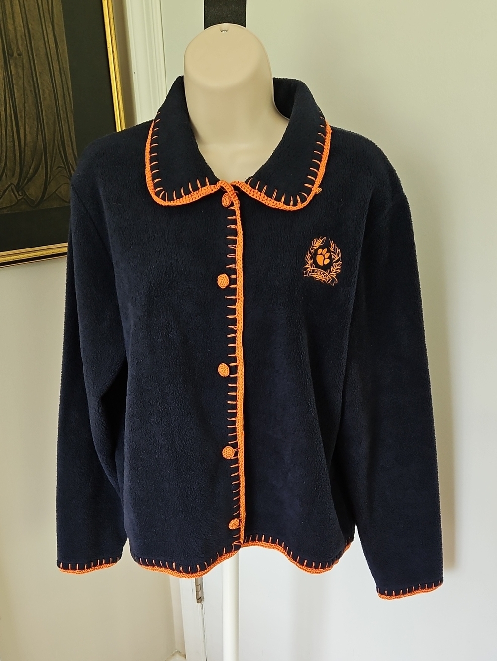 Vintage Clemson Tigers Castles Sport Embroidered Fleece Jacket Size L Hong Kong